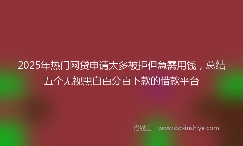 2025年热门网贷申请太多被拒但急需用钱，总结五个无视黑白百分百下款的借款平台