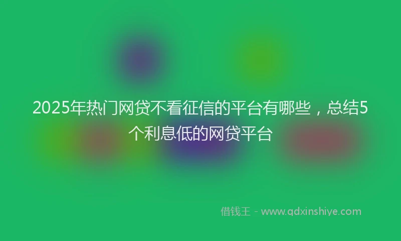 2025年热门网贷不看征信的平台有哪些，总结5个利息低的网贷平台
