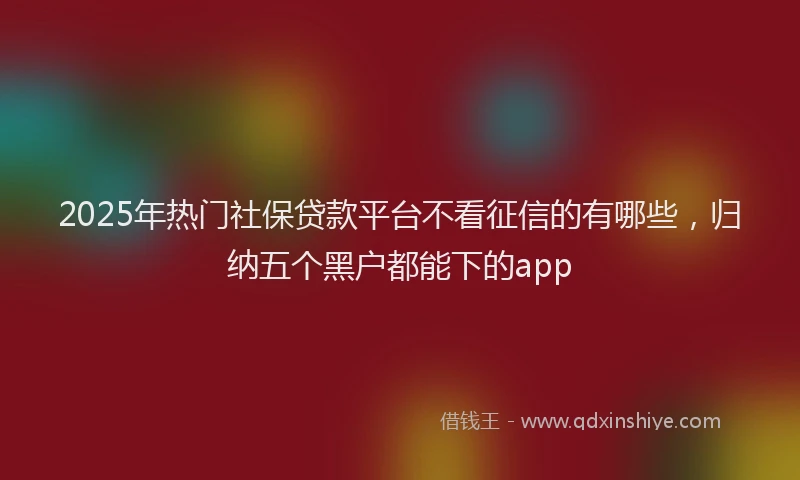 2025年热门社保贷款平台不看征信的有哪些，归纳五个黑户都能下的app