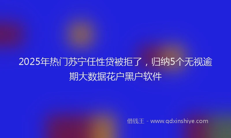 2025年热门苏宁任性贷被拒了，归纳5个无视逾期大数据花户黑户软件
