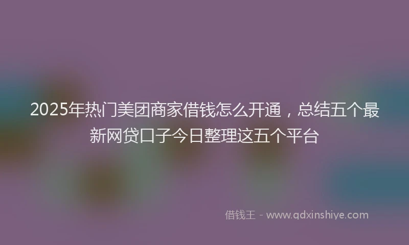2025年热门美团商家借钱怎么开通，总结五个最新网贷口子今日整理这五个平台