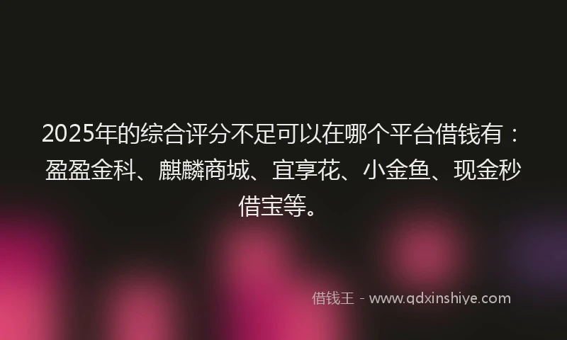 2025年的综合评分不足可以在哪个平台借钱有：盈盈金科、麒麟商城、宜享花、小金鱼、现金秒借宝等。