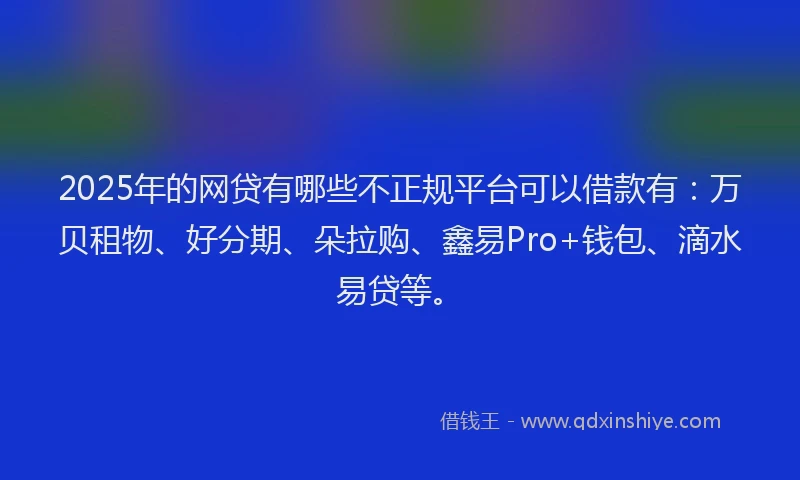 2025年的网贷有哪些不正规平台可以借款有：万贝租物、好分期、朵拉购、鑫易Pro+钱包、滴水易贷等。