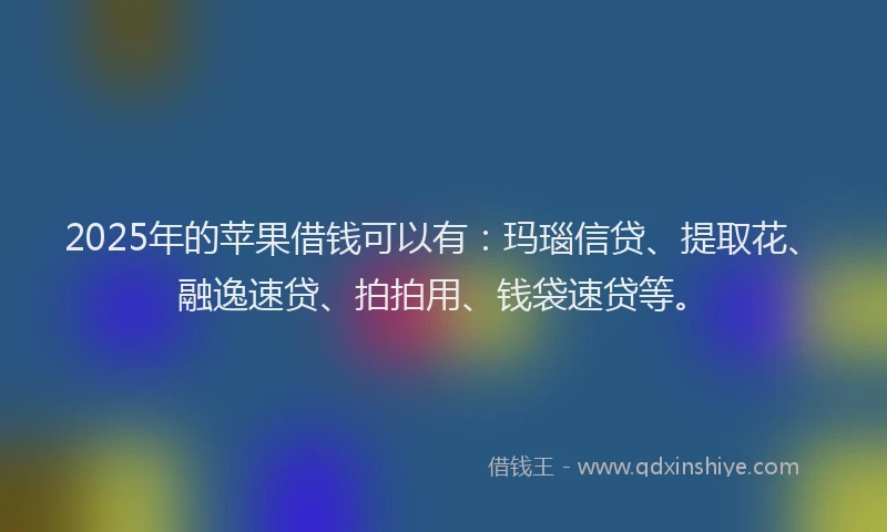 2025年的苹果借钱可以有：玛瑙信贷、提取花、融逸速贷、拍拍用、钱袋速贷等。