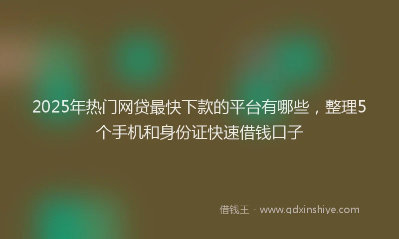 2025年热门网贷最快下款的平台有哪些，整理5个手机和身份证快速借钱口子