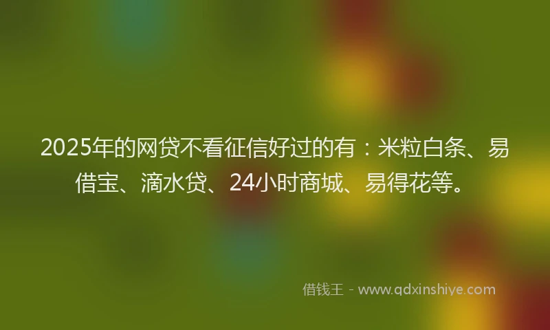 2025年的网贷不看征信好过的有：米粒白条、易借宝、滴水贷、24小时商城、易得花等。