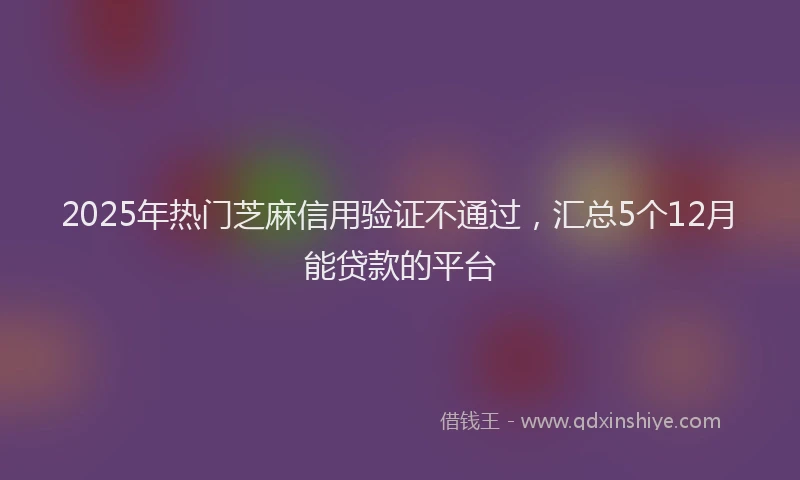 2025年热门芝麻信用验证不通过，汇总5个12月能贷款的平台