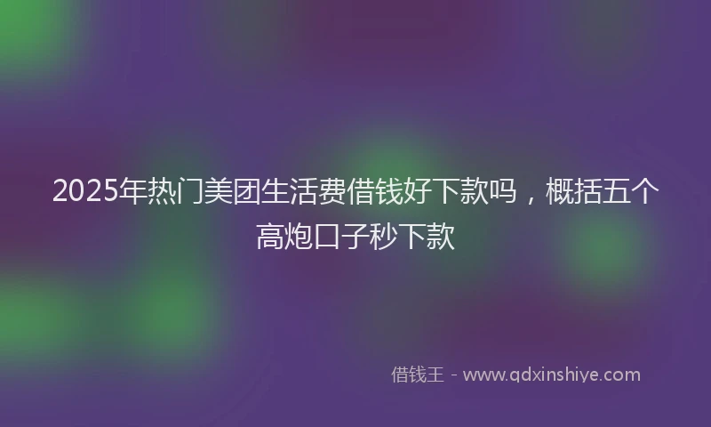 2025年热门美团生活费借钱好下款吗，概括五个高炮口子秒下款