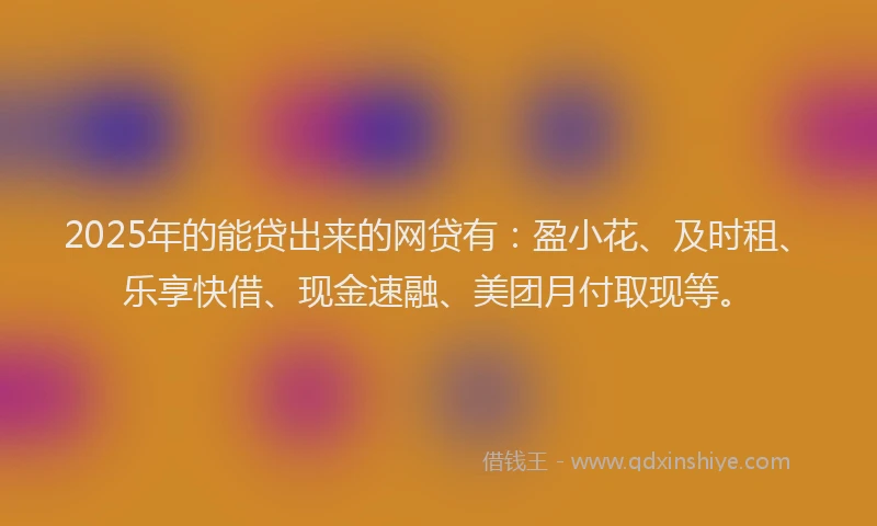 2025年的能贷出来的网贷有：盈小花、及时租、乐享快借、现金速融、美团月付取现等。