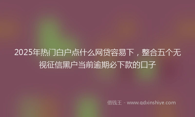 2025年热门白户点什么网贷容易下，整合五个无视征信黑户当前逾期必下款的口子