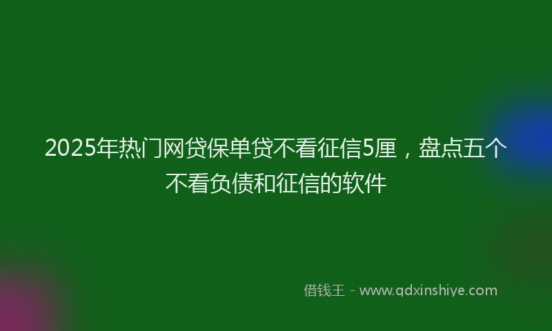 2025年热门网贷保单贷不看征信5厘，盘点五个不看负债和征信的软件