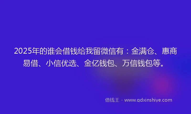 2025年的谁会借钱给我留微信有：金满仓、惠商易借、小信优选、金亿钱包、万信钱包等。