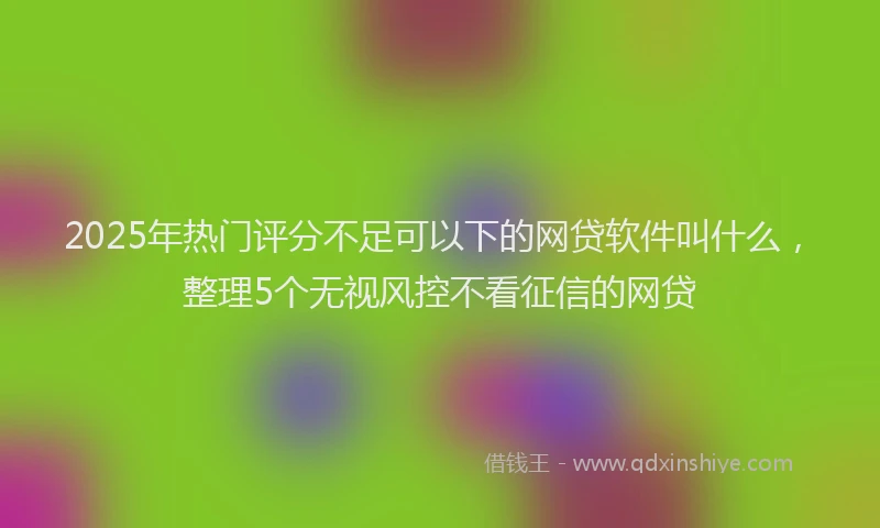 2025年热门评分不足可以下的网贷软件叫什么，整理5个无视风控不看征信的网贷