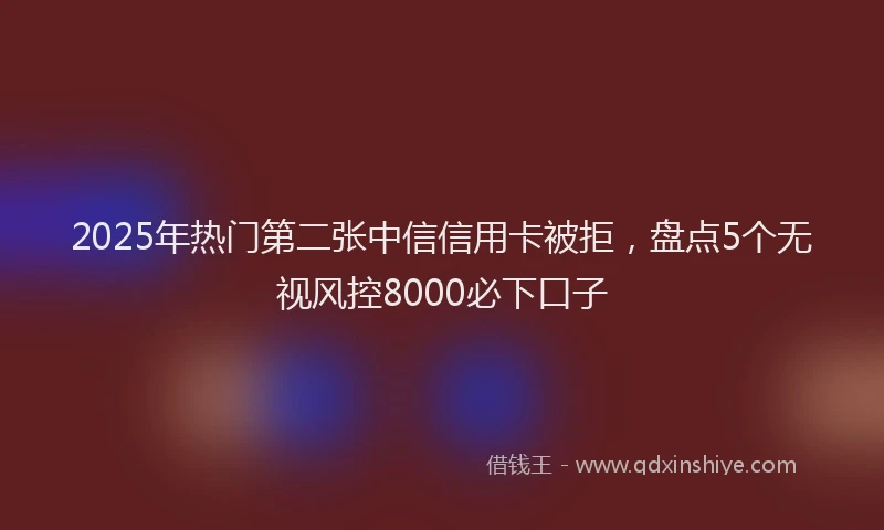 2025年热门第二张中信信用卡被拒，盘点5个无视风控8000必下口子