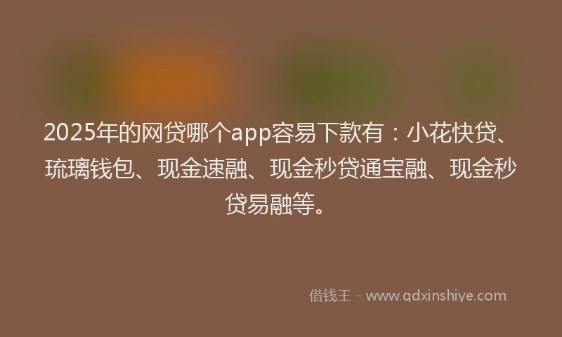 2025年的网贷哪个app容易下款有：小花快贷、琉璃钱包、现金速融、现金秒贷通宝融、现金秒贷易融等。