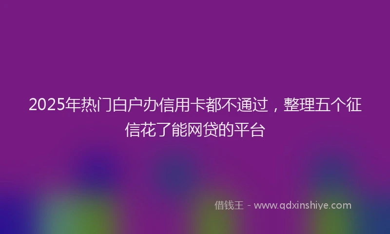 2025年热门白户办信用卡都不通过，整理五个征信花了能网贷的平台