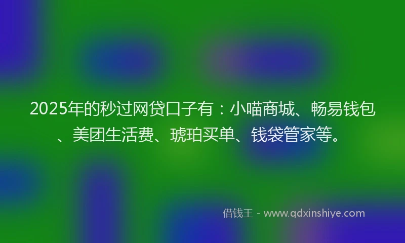 2025年的秒过网贷口子有：小喵商城、畅易钱包、美团生活费、琥珀买单、钱袋管家等。
