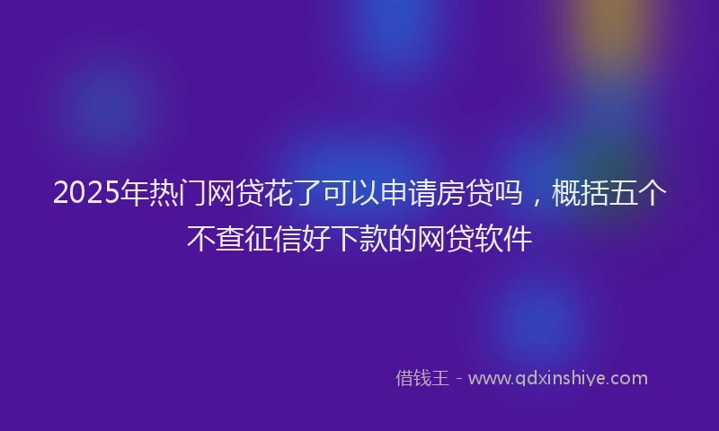 2025年热门网贷花了可以申请房贷吗，概括五个不查征信好下款的网贷软件