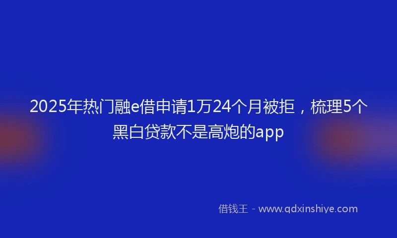 2025年热门融e借申请1万24个月被拒，梳理5个黑白贷款不是高炮的app