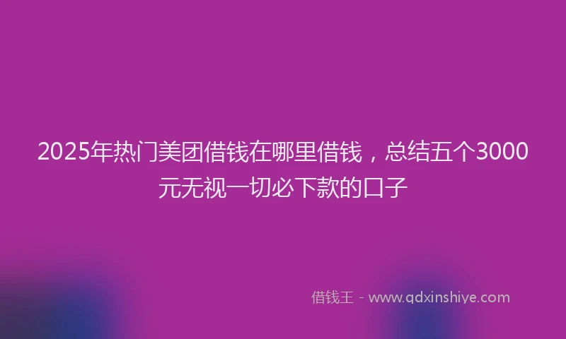 2025年热门美团借钱在哪里借钱，总结五个3000元无视一切必下款的口子