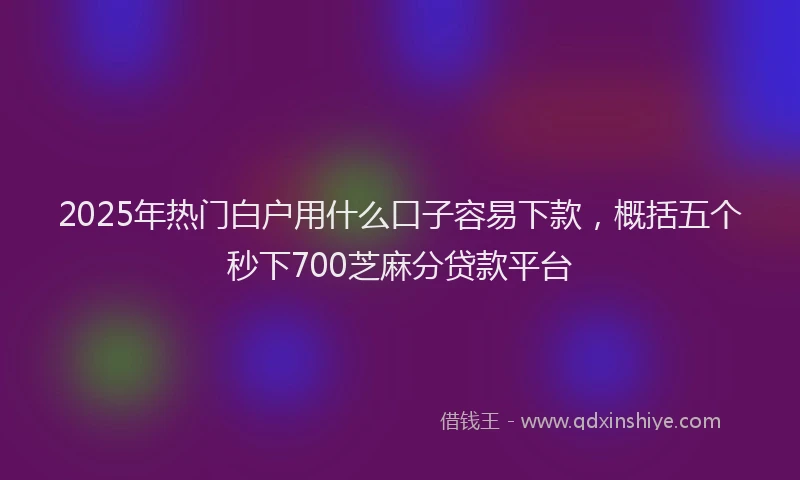 2025年热门白户用什么口子容易下款，概括五个秒下700芝麻分贷款平台