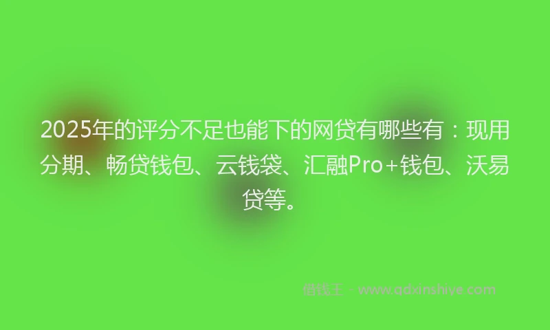 2025年的评分不足也能下的网贷有哪些有：现用分期、畅贷钱包、云钱袋、汇融Pro+钱包、沃易贷等。