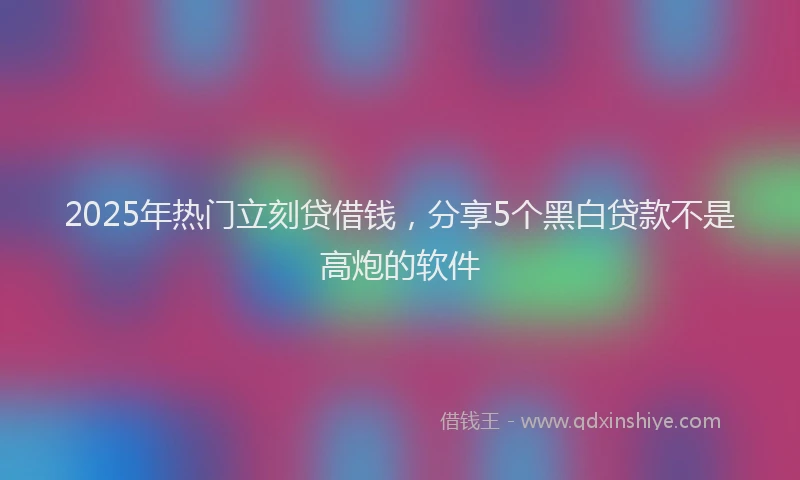 2025年热门立刻贷借钱，分享5个黑白贷款不是高炮的软件