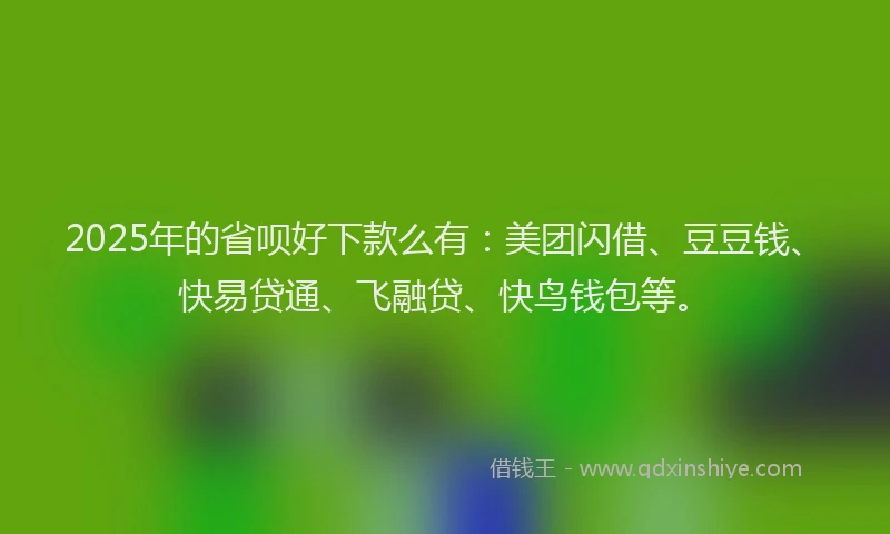 2025年的省呗好下款么有：美团闪借、豆豆钱、快易贷通、飞融贷、快鸟钱包等。