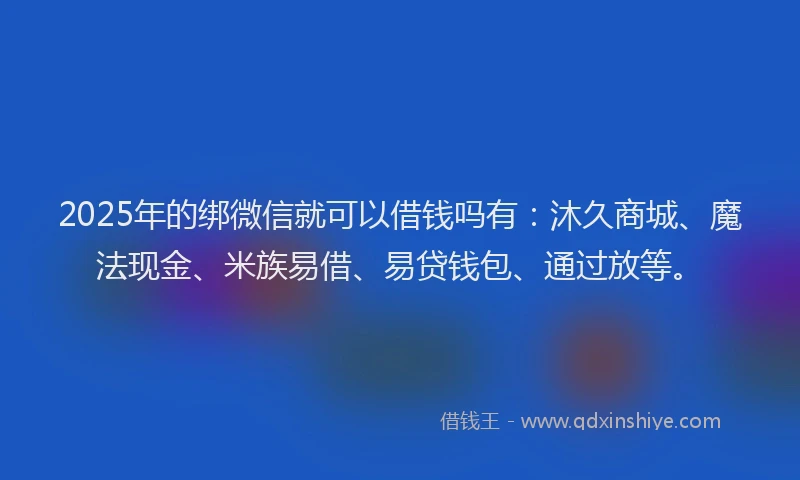 2025年的绑微信就可以借钱吗有：沐久商城、魔法现金、米族易借、易贷钱包、通过放等。