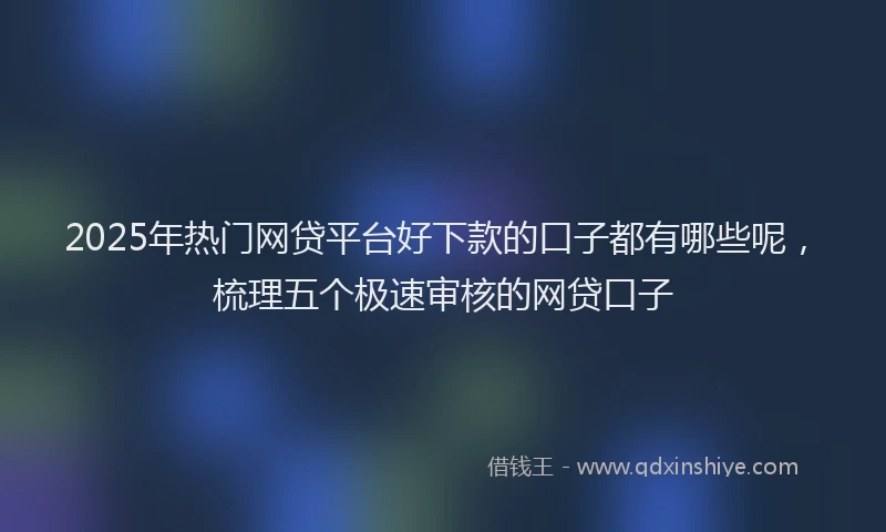 2025年热门网贷平台好下款的口子都有哪些呢，梳理五个极速审核的网贷口子