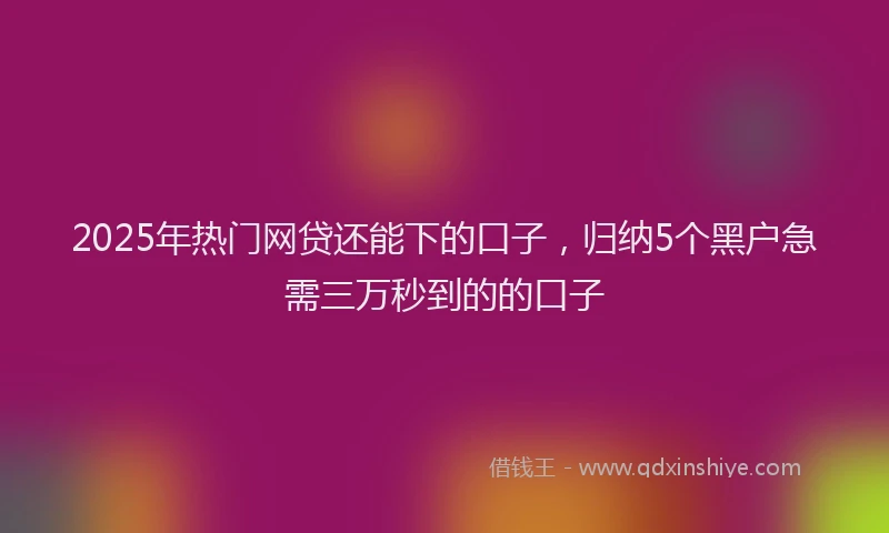 2025年热门网贷还能下的口子，归纳5个黑户急需三万秒到的的口子