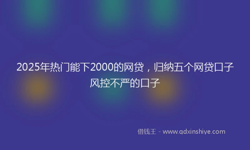 2025年热门能下2000的网贷，归纳五个网贷口子风控不严的口子