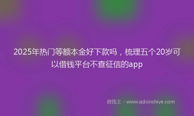2025年热门等额本金好下款吗，梳理五个20岁可以借钱平台不查征信的app
