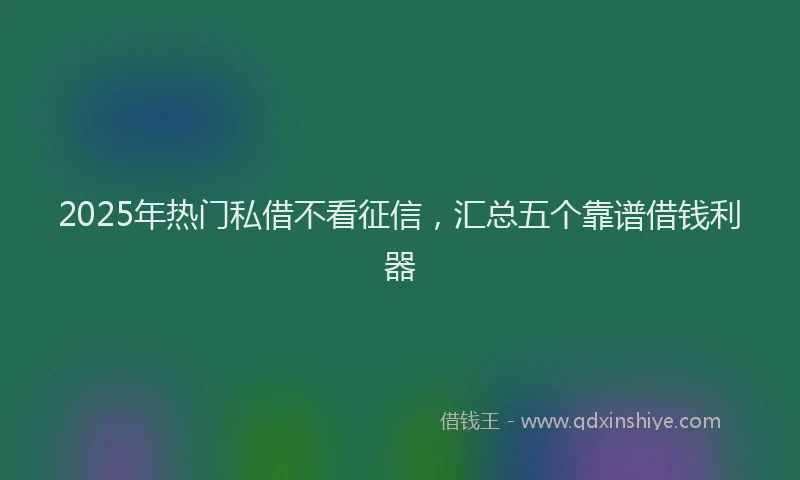 2025年热门私借不看征信，汇总五个靠谱借钱利器