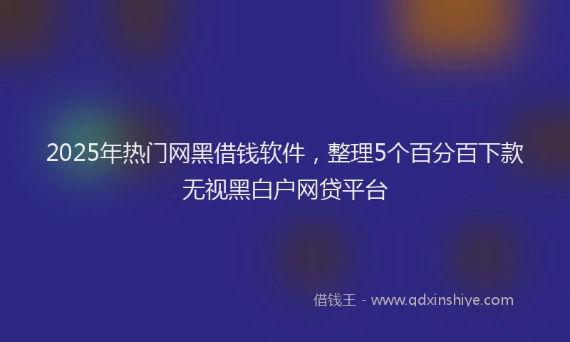 2025年热门网黑借钱软件，整理5个百分百下款无视黑白户网贷平台
