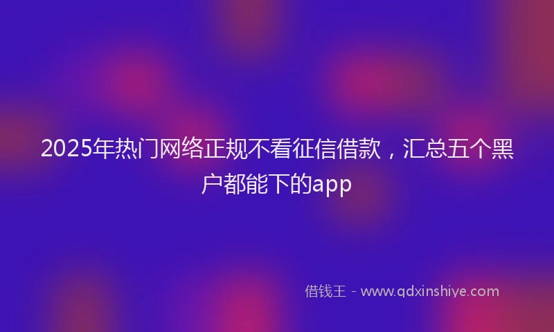 2025年热门网络正规不看征信借款，汇总五个黑户都能下的app