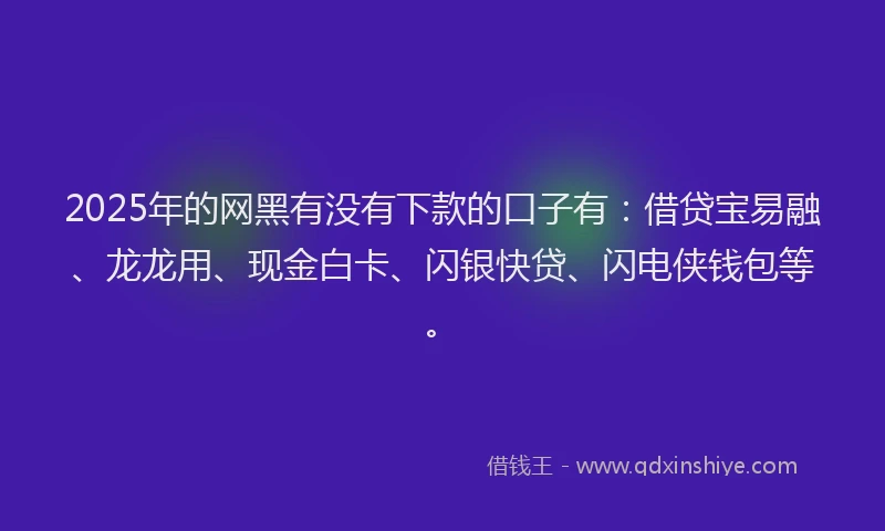 2025年的网黑有没有下款的口子有：借贷宝易融、龙龙用、现金白卡、闪银快贷、闪电侠钱包等。