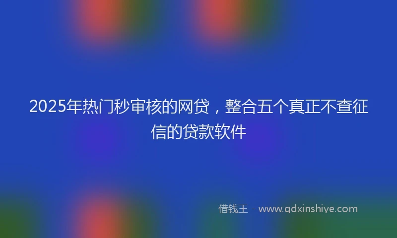 2025年热门秒审核的网贷，整合五个真正不查征信的贷款软件