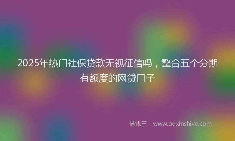2025年热门社保贷款无视征信吗，整合五个分期有额度的网贷口子
