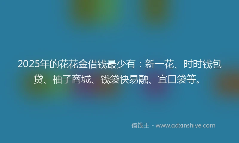 2025年的花花金借钱最少有：新一花、时时钱包贷、柚子商城、钱袋快易融、宜口袋等。