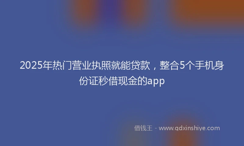 2025年热门营业执照就能贷款，整合5个手机身份证秒借现金的app