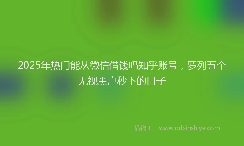 2025年热门能从微信借钱吗知乎账号，罗列五个无视黑户秒下的口子