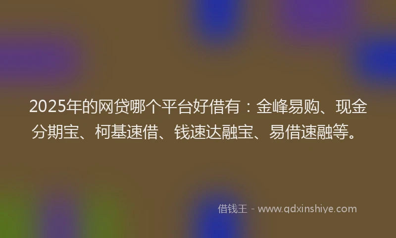 2025年的网贷哪个平台好借有：金峰易购、现金分期宝、柯基速借、钱速达融宝、易借速融等。