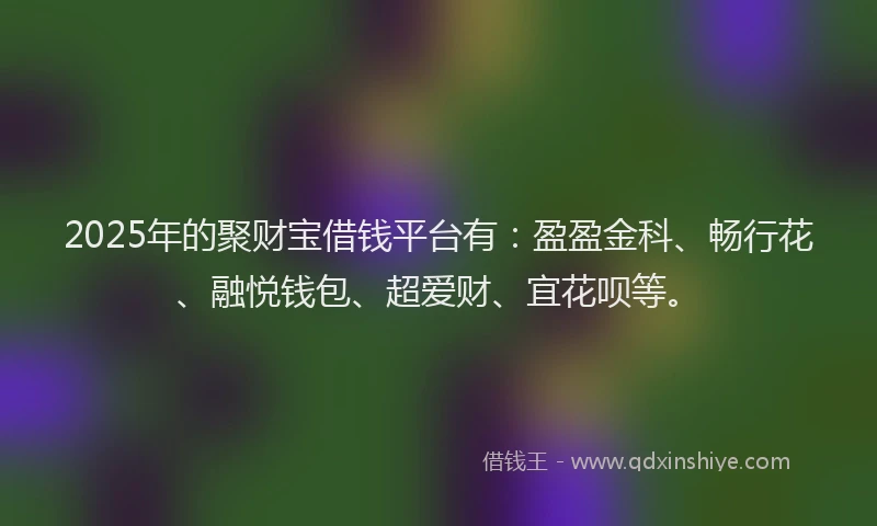 2025年的聚财宝借钱平台有：盈盈金科、畅行花、融悦钱包、超爱财、宜花呗等。