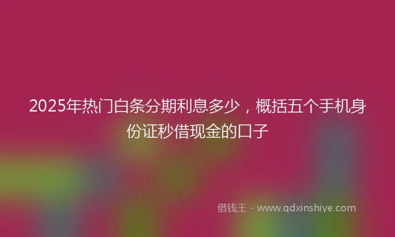 2025年热门白条分期利息多少，概括五个手机身份证秒借现金的口子