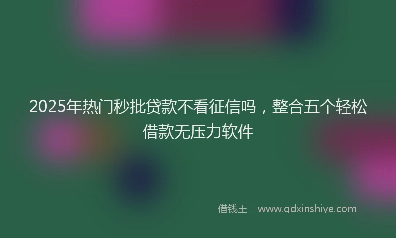 2025年热门秒批贷款不看征信吗，整合五个轻松借款无压力软件