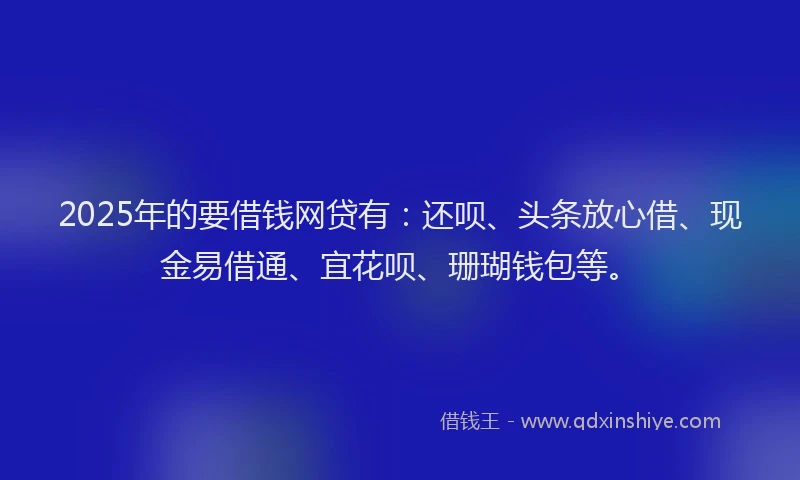 2025年的要借钱网贷有：还呗、头条放心借、现金易借通、宜花呗、珊瑚钱包等。