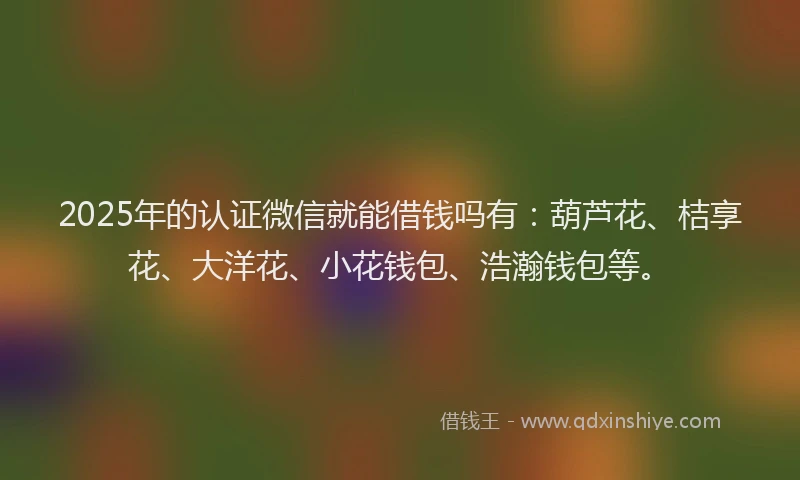 2025年的认证微信就能借钱吗有：葫芦花、桔享花、大洋花、小花钱包、浩瀚钱包等。