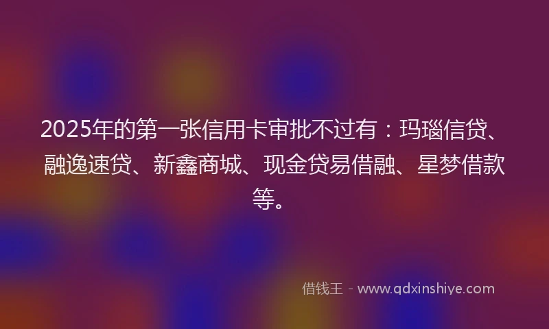 2025年的第一张信用卡审批不过有：玛瑙信贷、融逸速贷、新鑫商城、现金贷易借融、星梦借款等。