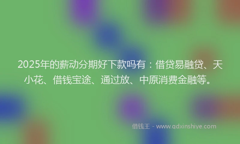 2025年的薪动分期好下款吗有：借贷易融贷、天小花、借钱宝途、通过放、中原消费金融等。